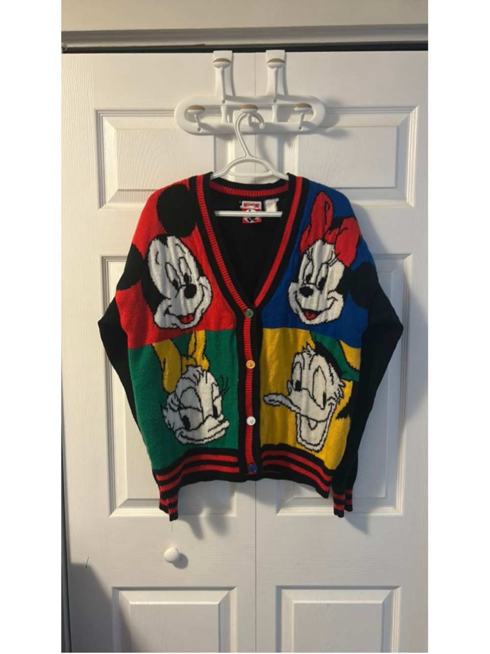 Vintage Mickey and Friends Knit Cardigan Womens Best XL